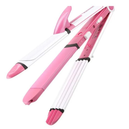 Kemei KM-1291: 3-in-1 Professional Hair Styler (Straighten, Curl, & Crimp)